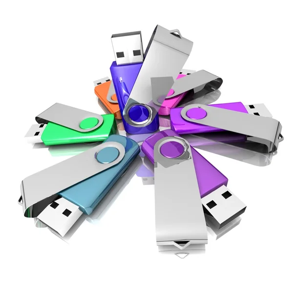 3D красочные модели USB Flash Drive — стоковое фото