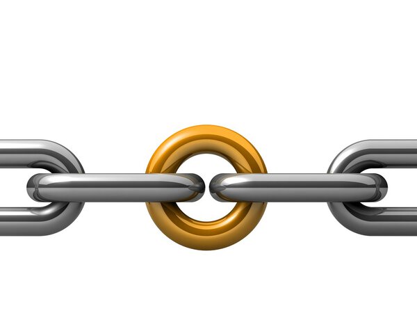 Абстрактная трехмерная иллюстрация одного звена цепи
