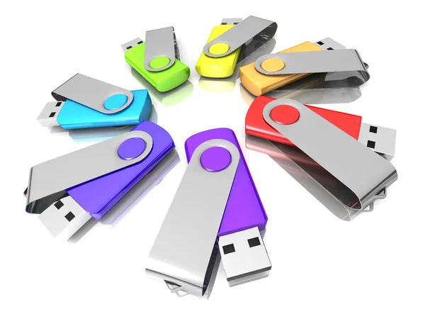 3D coloridos modelos USB Flash Drive —  Fotos de Stock