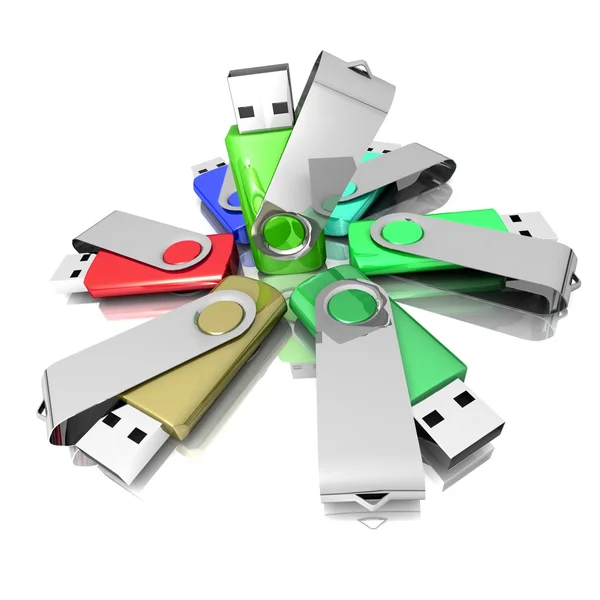 3D coloridos modelos USB Flash Drive — Foto de Stock