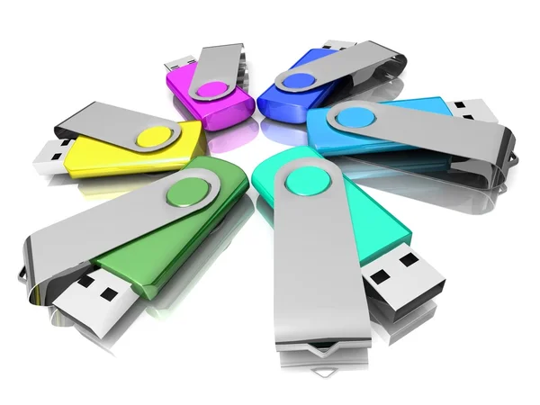 3D coloridos modelos USB Flash Drive —  Fotos de Stock