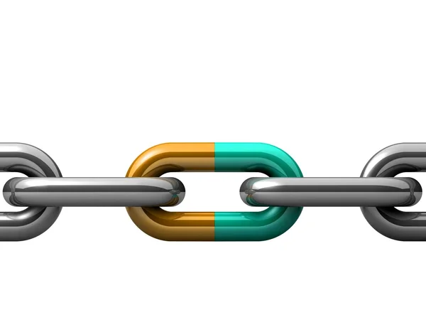 Bir tek zincir bağlantı soyut 3d çizimi — Stok fotoğraf