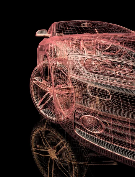 3D bilmodell på en svart bakgrund. — Stockfoto