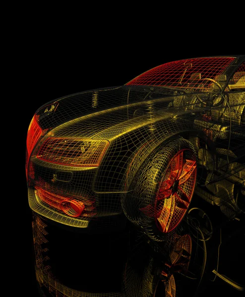 3D-automodel op een zwarte achtergrond. — Stockfoto