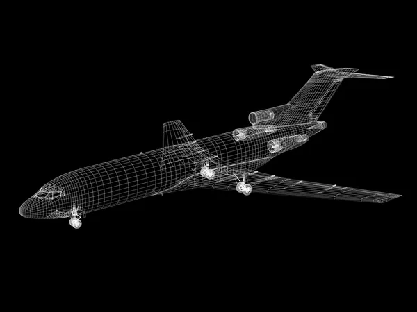 3D-modell av jet flygplan — Stockfoto