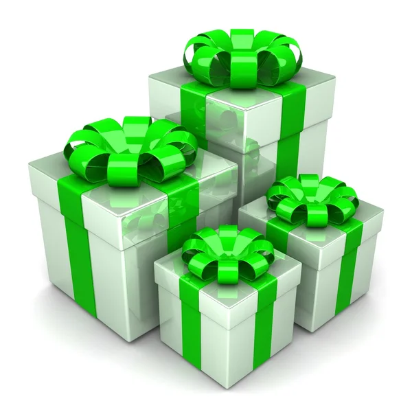 Cajas de regalo, con una cinta de colores — Foto de Stock