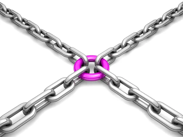 3d chain chrome cross security metal — Stock Photo, Image