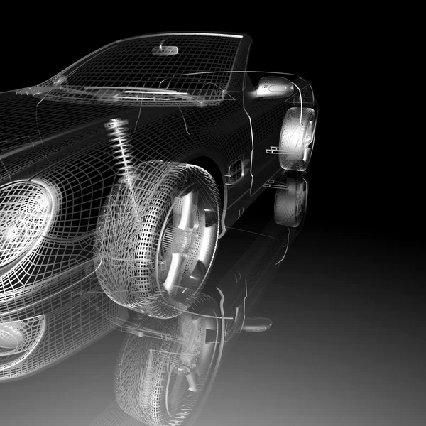 Car 3d model on a black background. — Stock Photo, Image