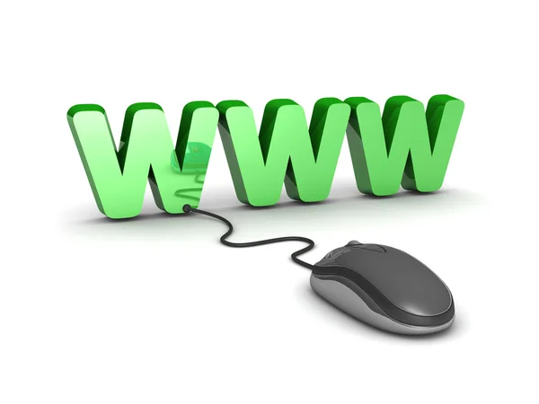 Computer mouse and text 'www' — Stock Photo, Image