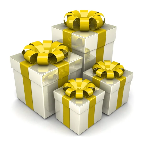 Gift boxes, with a colorful ribbon — Stock Photo, Image