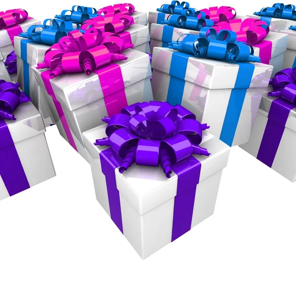 Gift boxes, with a colorful ribbon like a present — Stock Photo, Image