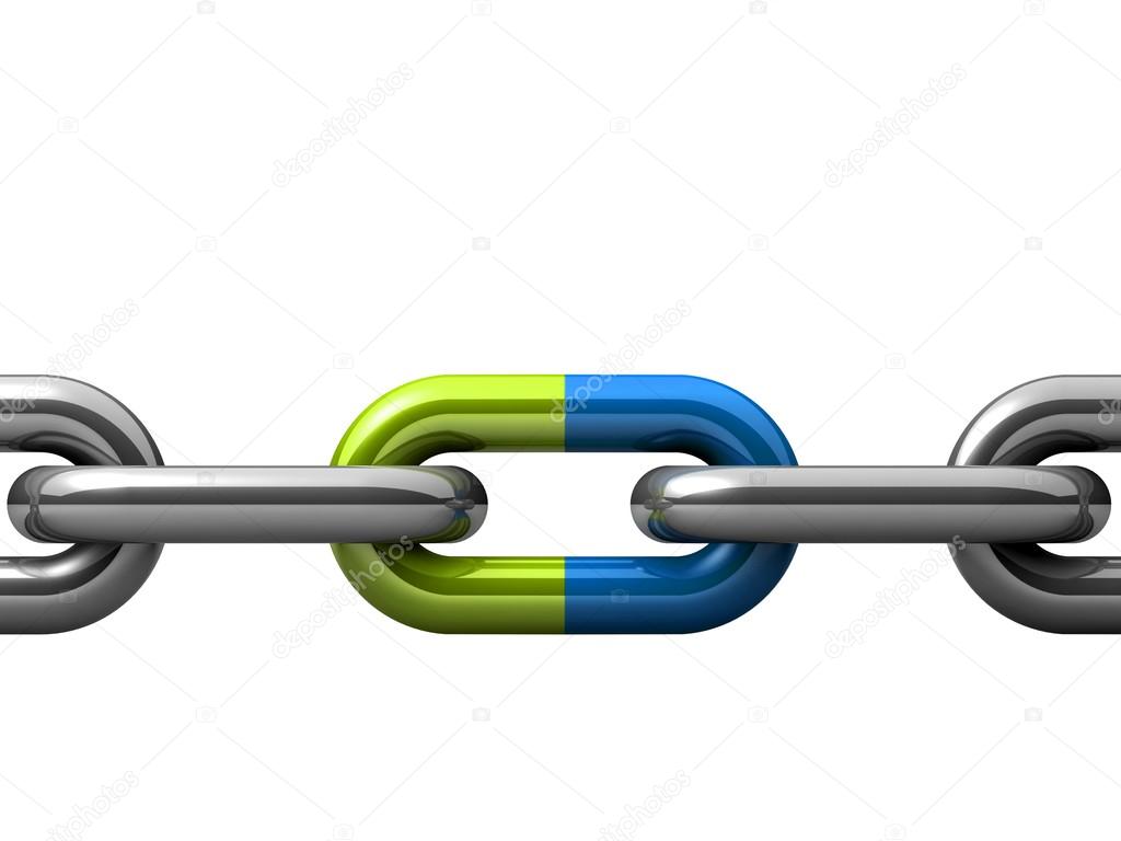 Abstract 3D illustration of a single chain link