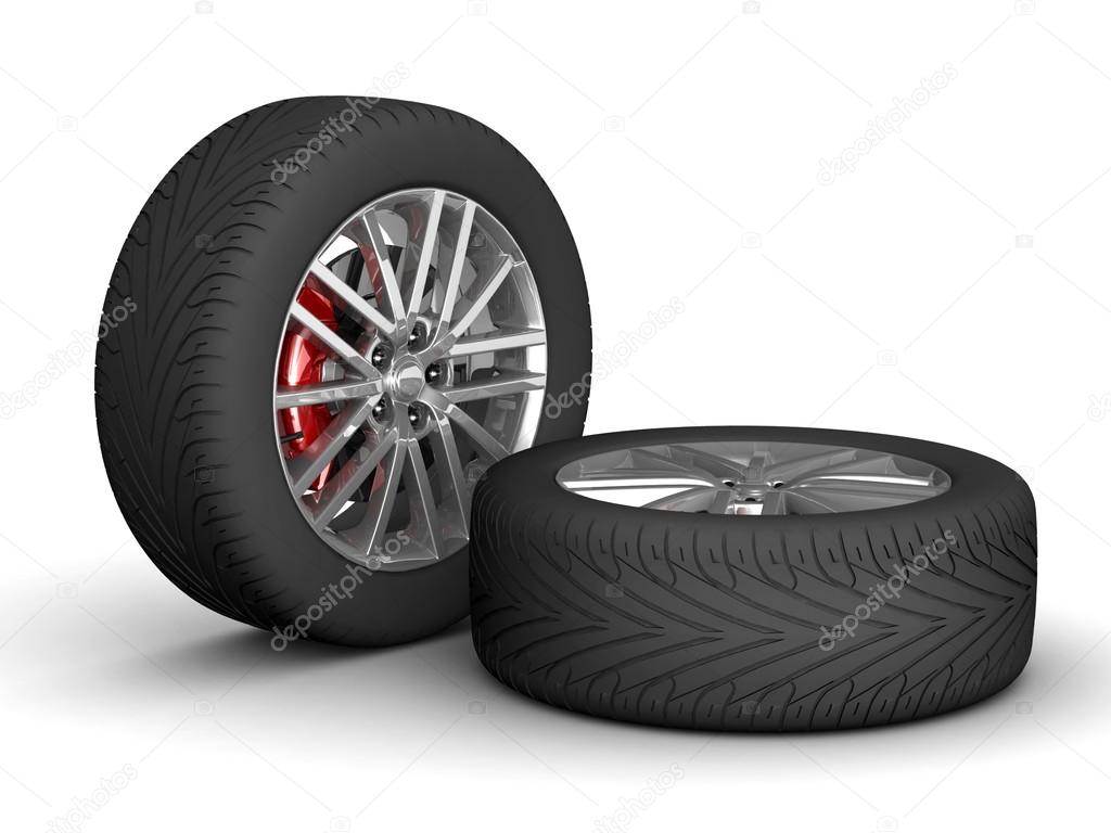 Car wheels isolated on white.