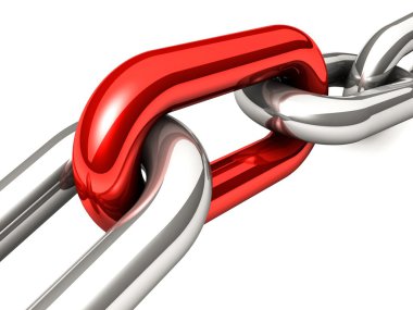 bir tek zincir bağlantı soyut 3d çizimi