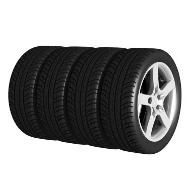 Arabanın tekerlekleri üzerinde beyaz izole.