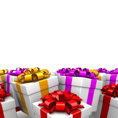 renkli bir şerit ile hediye kutuları