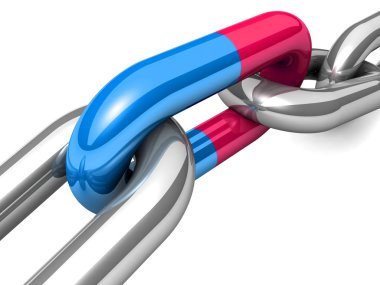 bir tek zincir bağlantı soyut 3d çizimi