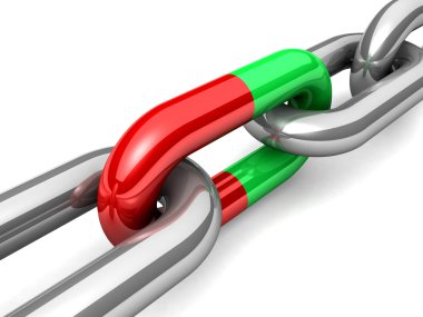 bir tek zincir bağlantı soyut 3d çizimi