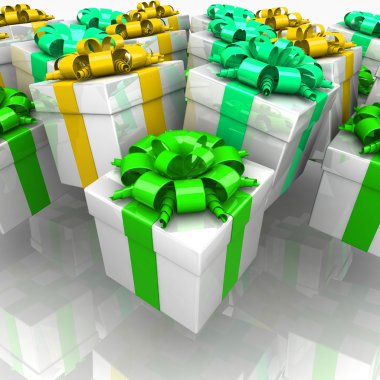 renkli bir şerit ile hediye kutuları