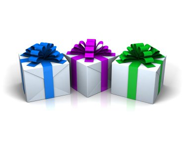 renkli bir şerit ile hediye kutuları