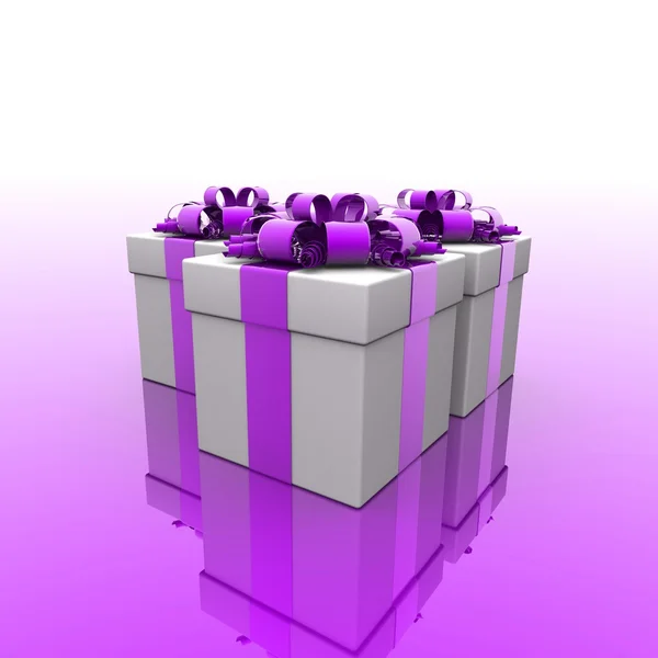 Κουτιά δώρων, με μια πολύχρωμη κορδέλα — Φωτογραφία Αρχείου