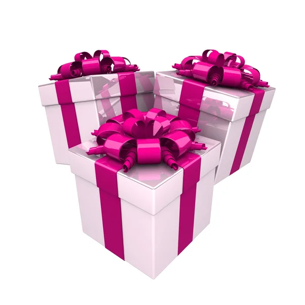 Geschenkdozen, met een kleurrijke lint — Stockfoto