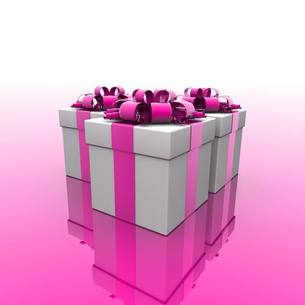 礼品盒，用彩色丝带 — 图库照片