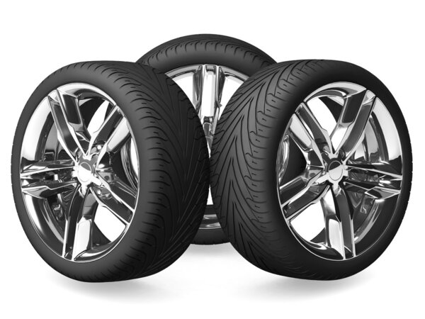 Car wheels isolated on white.