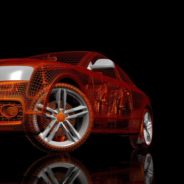 Modelul 3D auto pe un fundal negru . — Fotografie, imagine de stoc