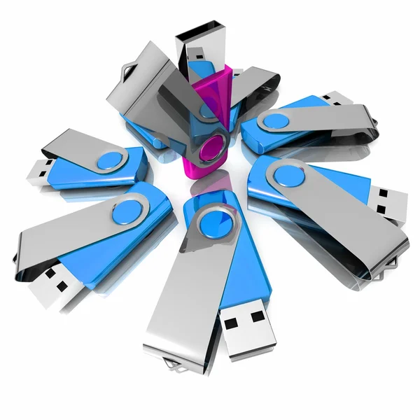 3D colorful models USB Flash Drive — Stock Photo, Image