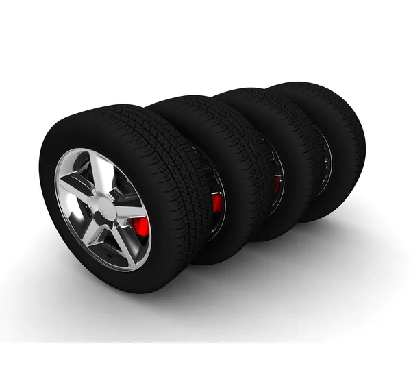 Car wheels isolated on white. — Stock Photo, Image