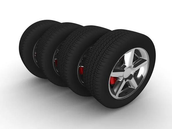 Car wheels isolated on white. — Stock Photo, Image