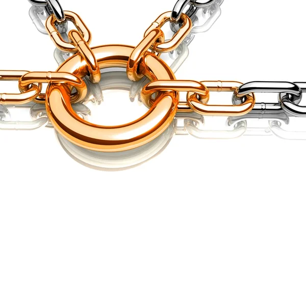 3D řetězec chrom kříž kov bezpečnostní. — Stock fotografie