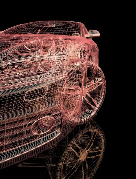 Auto modello 3d su sfondo nero . — Foto Stock