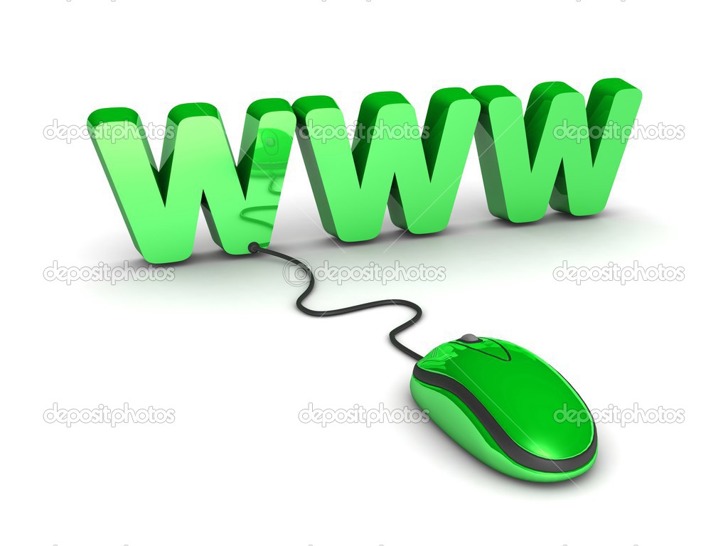 Computer mouse and text 'www'