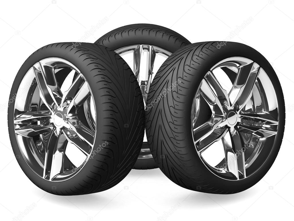 Car wheels isolated on white.