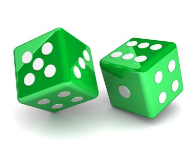 3d green dice isolated