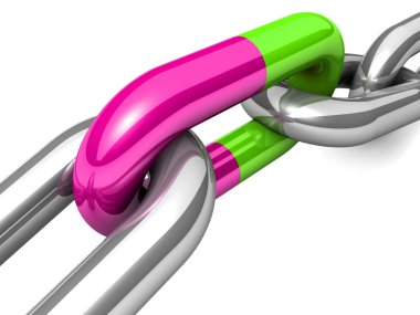 bir tek zincir bağlantı soyut 3d çizimi