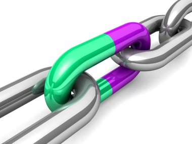 bir tek zincir bağlantı soyut 3d çizimi