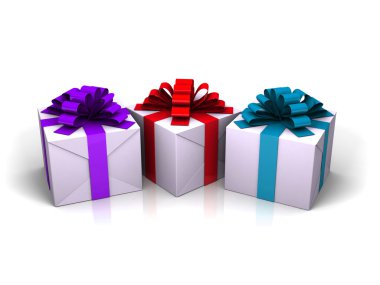 renkli bir şerit ile hediye kutuları