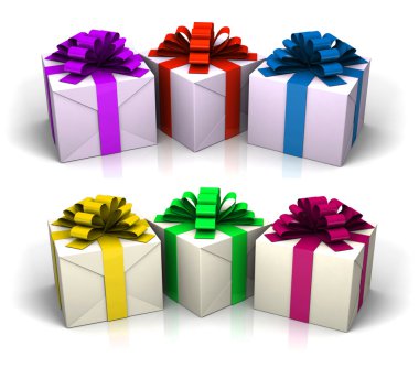 renkli bir şerit ile hediye kutuları