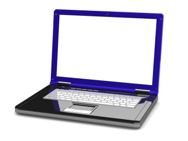 3D laptop. boş bir ekran ile defter