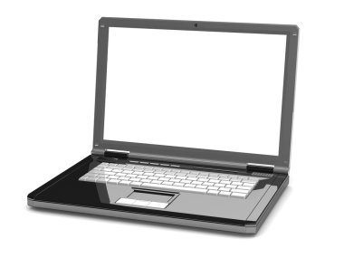 3D laptop. boş bir ekran ile defter