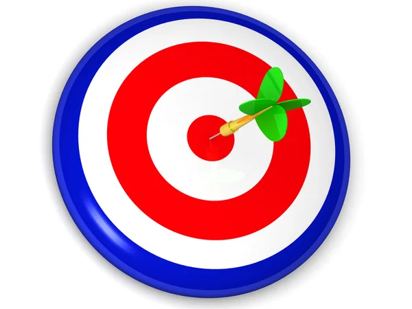 Affärs- och sport koncept med 3d dart i bullseye — Stockfoto