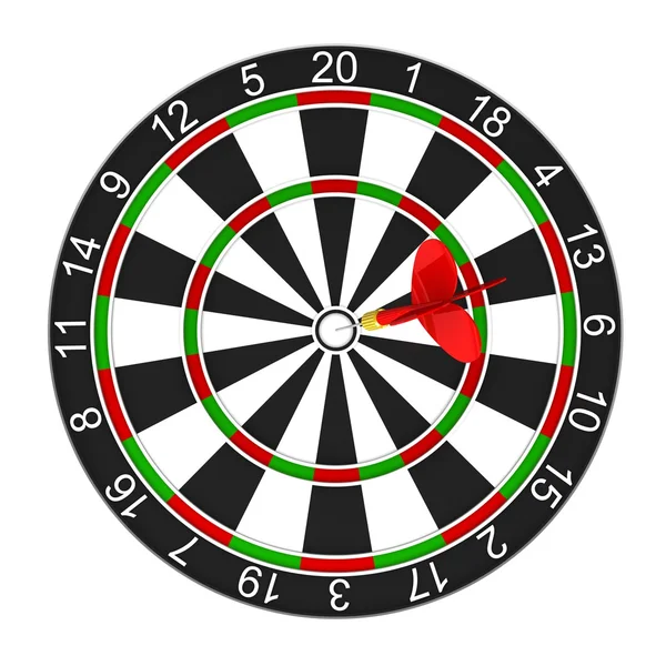 Business and Sports concept with 3d darts in bullseye — Stock Photo, Image