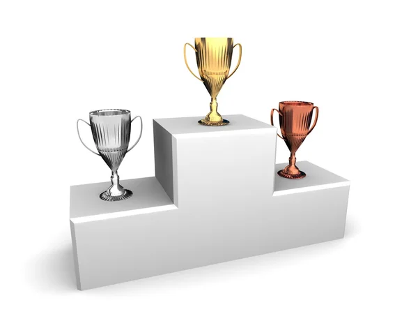 Three award goblet trophies — Stock Photo, Image