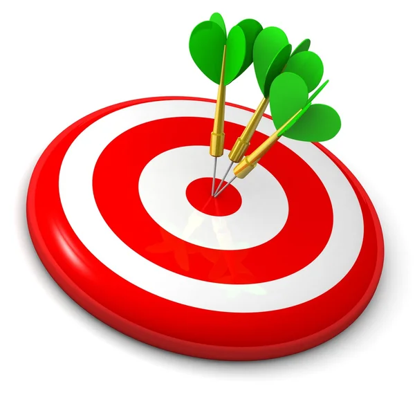 Affärs- och sport koncept med 3d dart i bullseye — Stockfoto