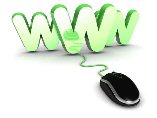 Computer mouse and text 'www' — Stock Photo, Image