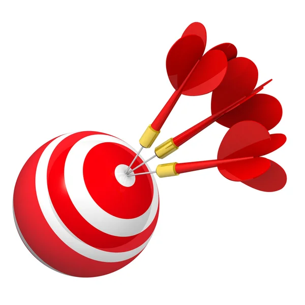 Affärsidé med 3d dart i bullseye — Stockfoto