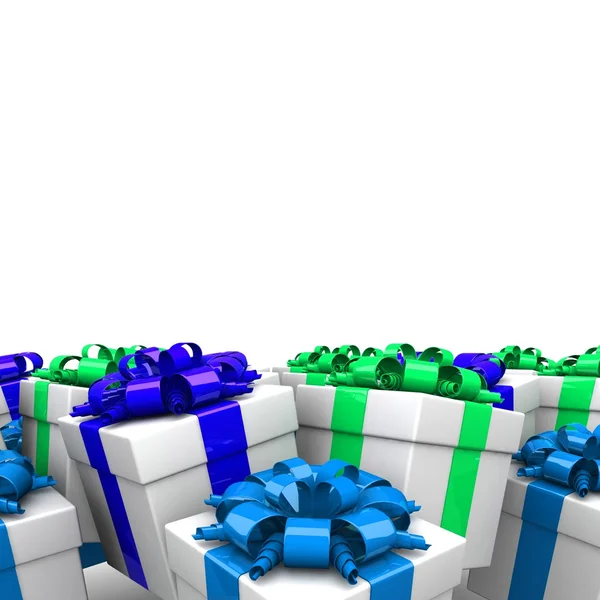 Renkli bir şerit ile hediye kutuları — Stok fotoğraf